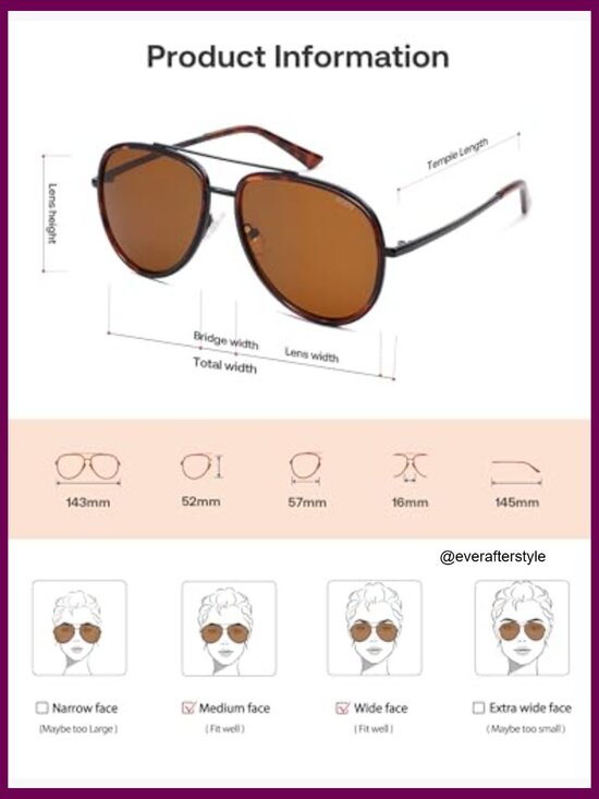 Metal Frame Polarized Aviator Sunglasses, UV400 Protection, Unisex Fit